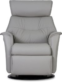 Cinder Taupe Standard Leather Swivel Glider Power Recliner - Captain
