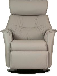 Cinder Taupe Standard Leather Swivel Glider Manual Recliner - Captain