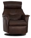 Truffle Brown Leather Compact Swivel Glider Manual Recliner - Captain-2