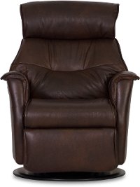 Truffle Brown Leather Compact Swivel Glider Power Recliner - Captain