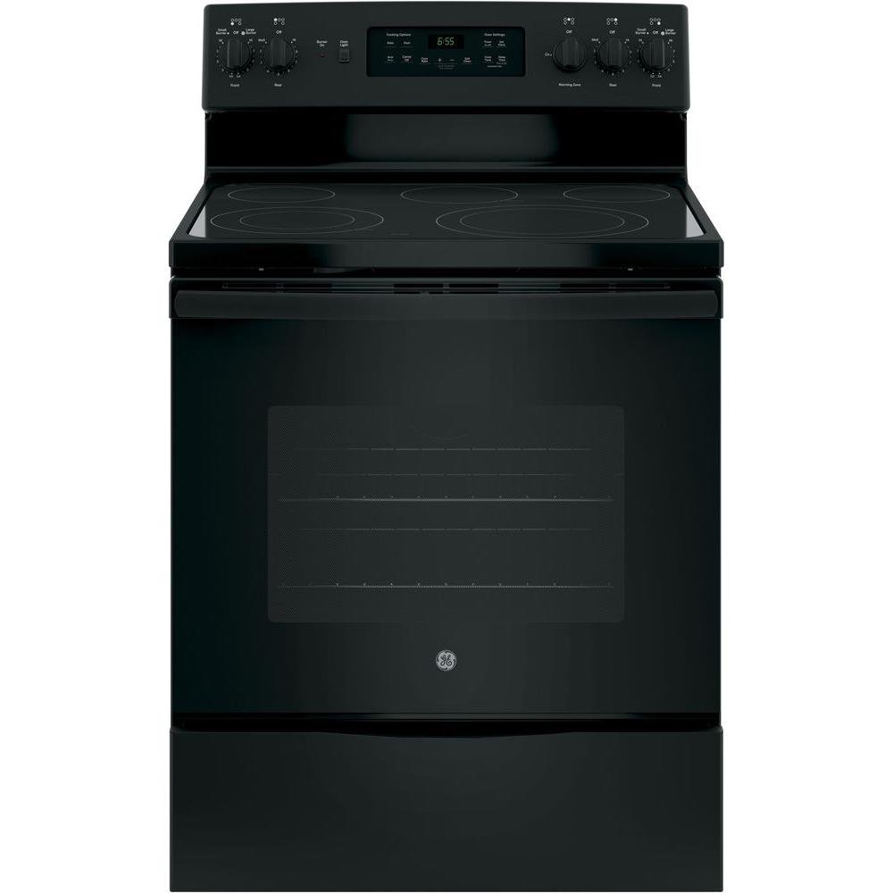 JB655DKBB GE 30 Inch Electric Convection Range - 5.3 cu. ft. Black-1