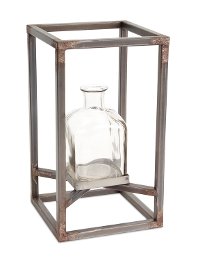12 Inch Glass Vase with Metal Frame