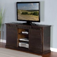 65 Inch Rustic Distressed Charred Oak TV Stand