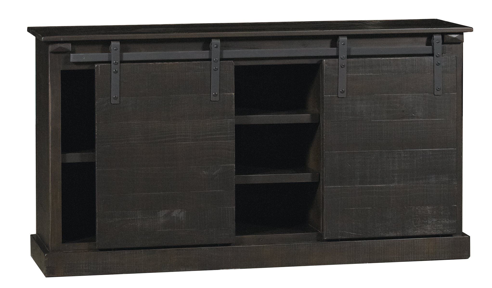 65 Inch Rustic Distressed Charred Oak TV Stand-2