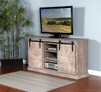 65 Inch Rustic Distressed Gray TV Stand