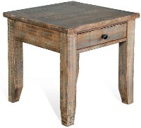 Rustic Distressed End Table - Driftwood Collection