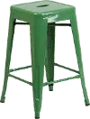 Green Metal Stackable Counter Height Stool