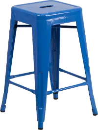 Blue Metal Stackable Bar Stool