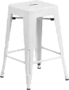 White Metal Stackable Counter Height Stool