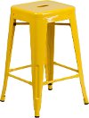 Backless Yellow Metal 24 Inch Counter Height Stool