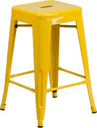 Backless Yellow Metal 24 Inch Counter Height Stool