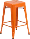 Orange Metal Stackable Counter Height Stool
