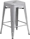 Silver Metal Stackable Counter Height Stool