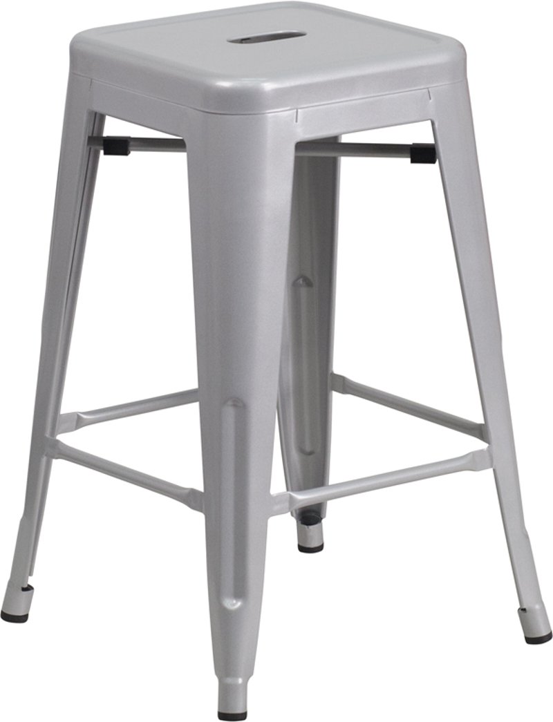 Silver Metal Stackable Counter Height, Silver Metal Bar Stools