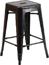 Antique Black Gold Metal Stackable Counter Height Stool
