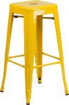 Backless Yellow Metal Square Seat 30 Inch Bartool