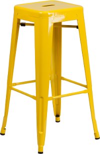 Backless Yellow Metal Square Seat 30 Inch Bartool