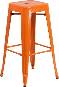Orange Metal Stackable Bar Stool