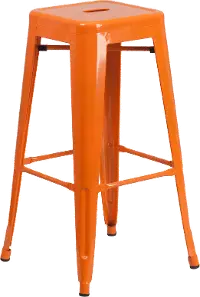 Orange Metal Stackable Bar Stool