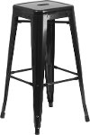 Backless Black Metal Square Seat 30 Inch Bartool