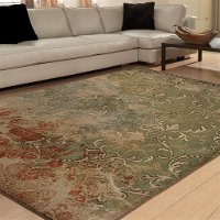 5 x 8 Medium Green, Rust, and Blue Rug - Radiance