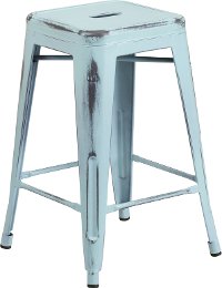 Backless Dream Blue 24 Inch Counter Height Stool