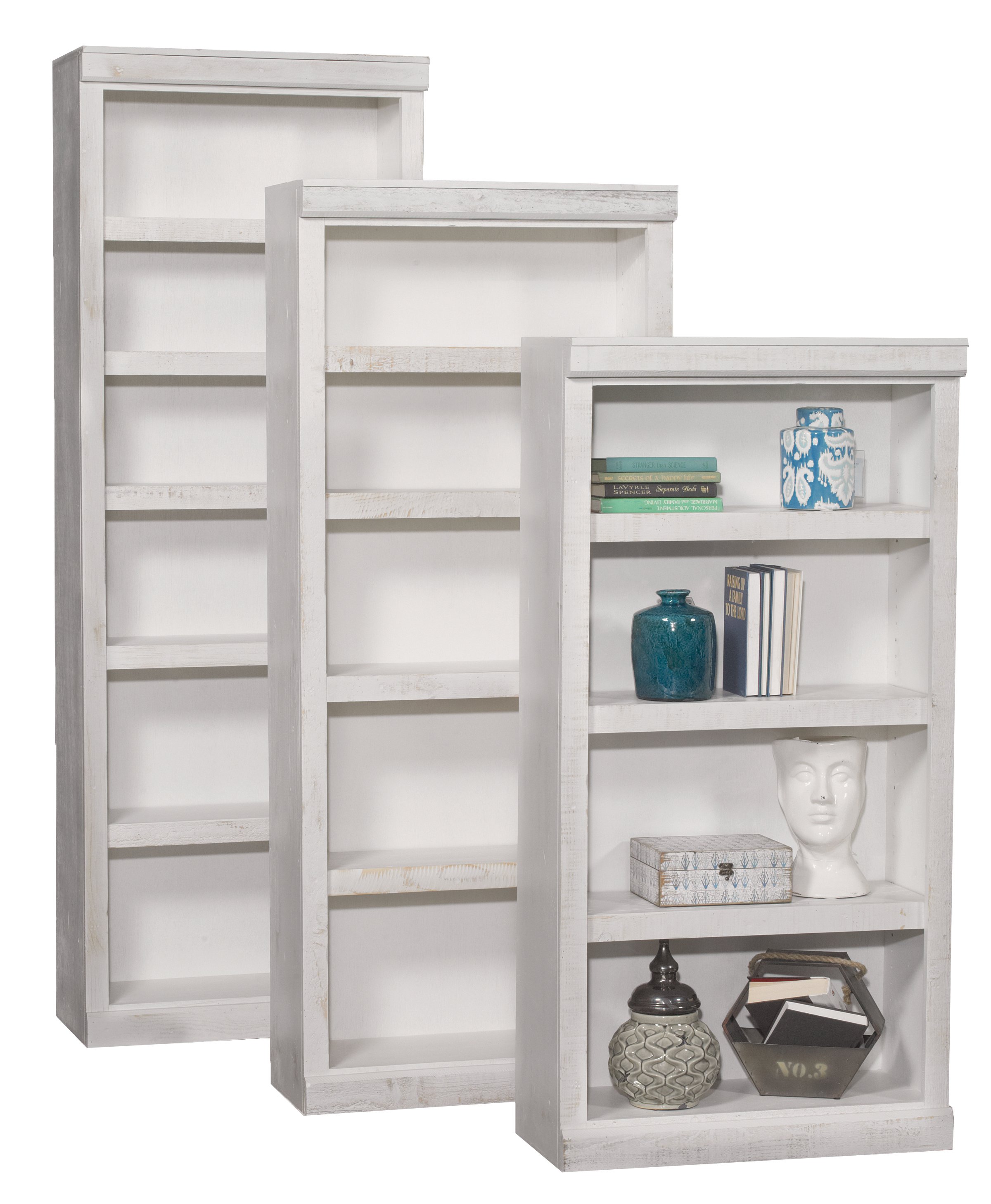 Contemporary White Fir 72 Inch Bookcase with Adjustable Shelves-1