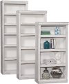 Contemporary White Fir 60 Inch Bookcase with Adjustable Shelves