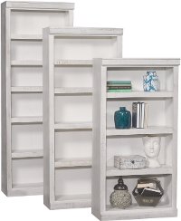 Contemporary White Fir 60 Inch Bookcase with Adjustable Shelves