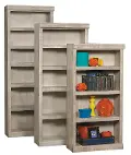 Antique White 60 Inch Bookcase with Adjustable Shelves