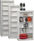 White 60 Inch Contemporary Bookcase with Adjustable Shelves