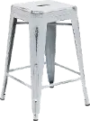 Backless White 24 Inch Counter Height Stool