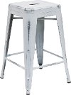 Backless White 24 Inch Counter Height Stool