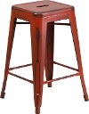 Backless Red 24 Inch Counter Height Stool