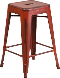 Backless Red 24 Inch Counter Height Stool