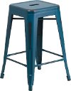 Backless Blue 24 Inch Counter Height Stool