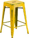 Backless Yellow 24 Inch Counter Height Stool