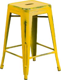 Backless Yellow 24 Inch Counter Height Stool