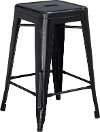 Backless Distressed Black Square Seat 24 Inch Counter Stool