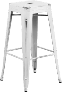 Backless White 30 Inch Barstool
