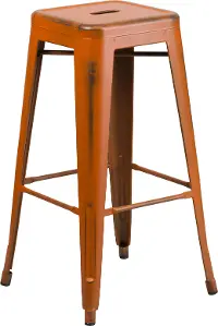 Backless Orange 30 Inch Barstool