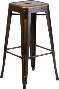 Backless Distressed Copper Square Seat 30 Inch Bartool