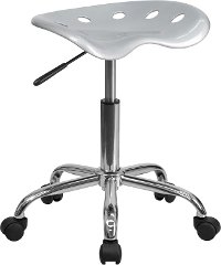 Vibrant Silver Adjustable Tractor Seat Stool-3