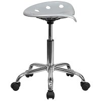 Vibrant Silver Adjustable Tractor Seat Stool-4