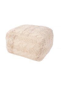 MLF04-IVORY/THROW Ivory Hand Knit Pouf
