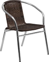 Aluminum and Dark Brown Rattan Stack Chair