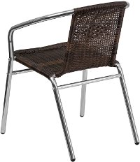 Aluminum and Dark Brown Rattan Stack Chair-3