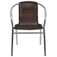 Aluminum and Dark Brown Rattan Stack Chair-4