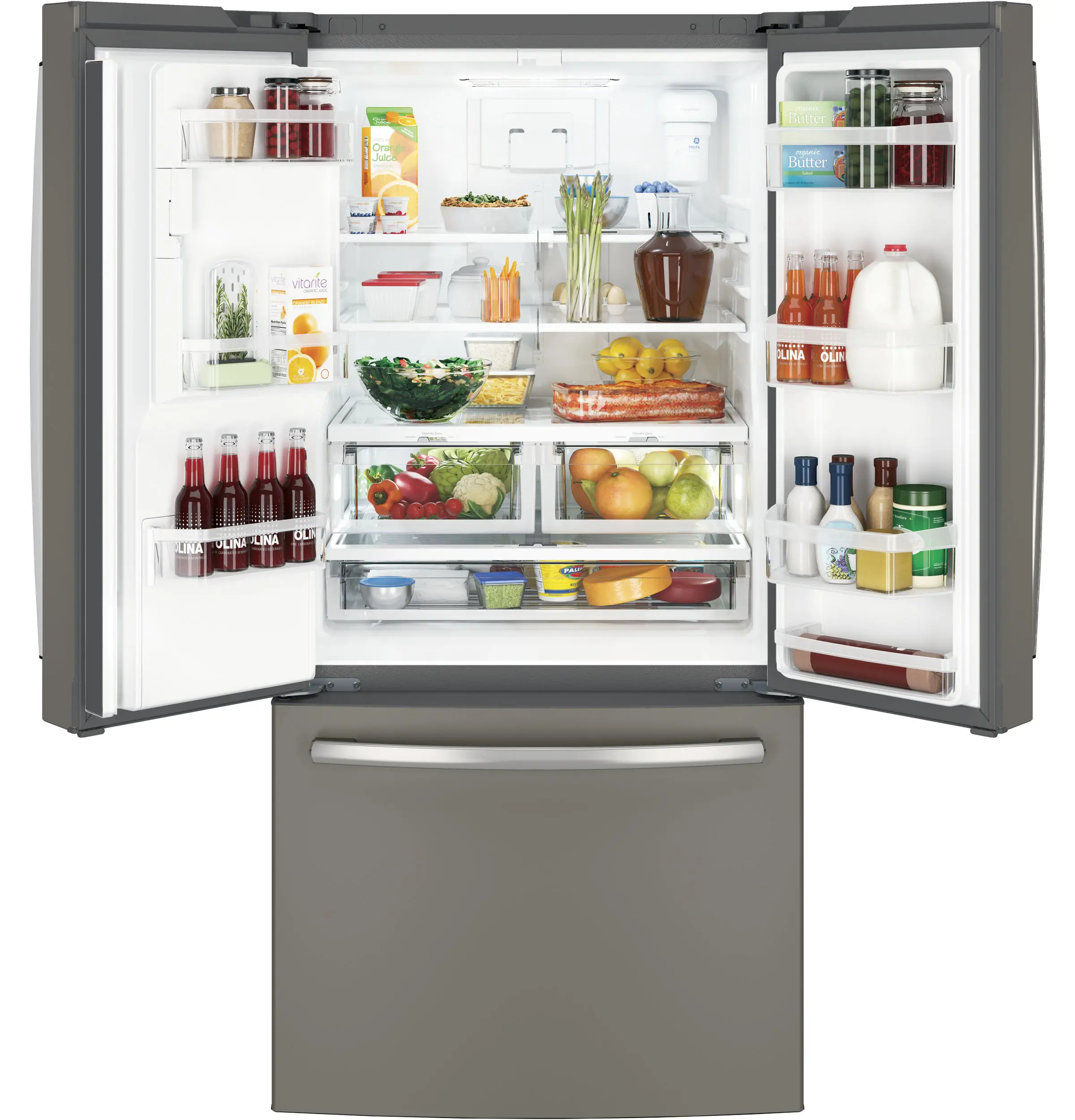GFE24JMKES GE 23.7 cu ft French Door Refrigerator - 33 W Slate-2