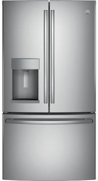 GYE22HSKSS GE French Door Refrigerator with Showcase LED lighting - 36 Inch Stainless Steel Counter Depth